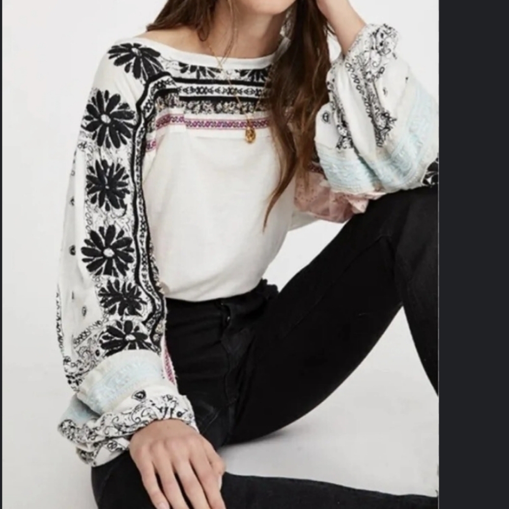 Free People Bohemian Floral Print Women's Top